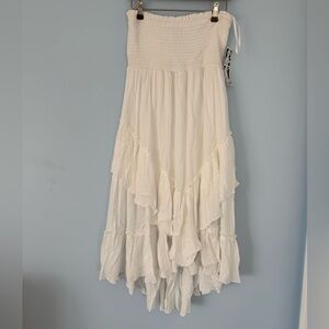 Aeropostale White Tiered High-Low Maxi Skirt